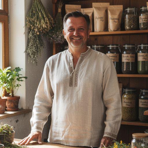 Zelený čaj v tradičnej slovenskej šálke s bylinkovým dekorom.