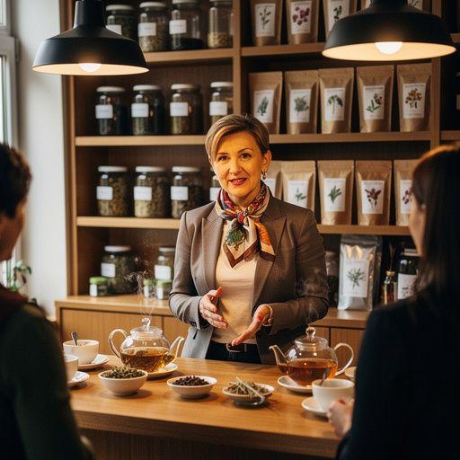 Pohľad na malebnú slovenskú krajinu s čajovým poľom v pozadí.